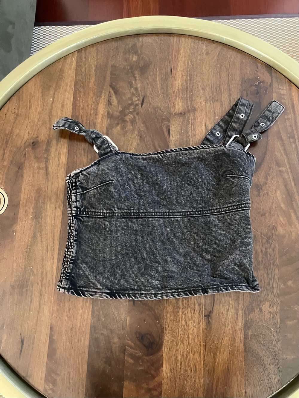 Zara Denim Halter Top Washed Black Size Small Adjustable Shoulder Straps